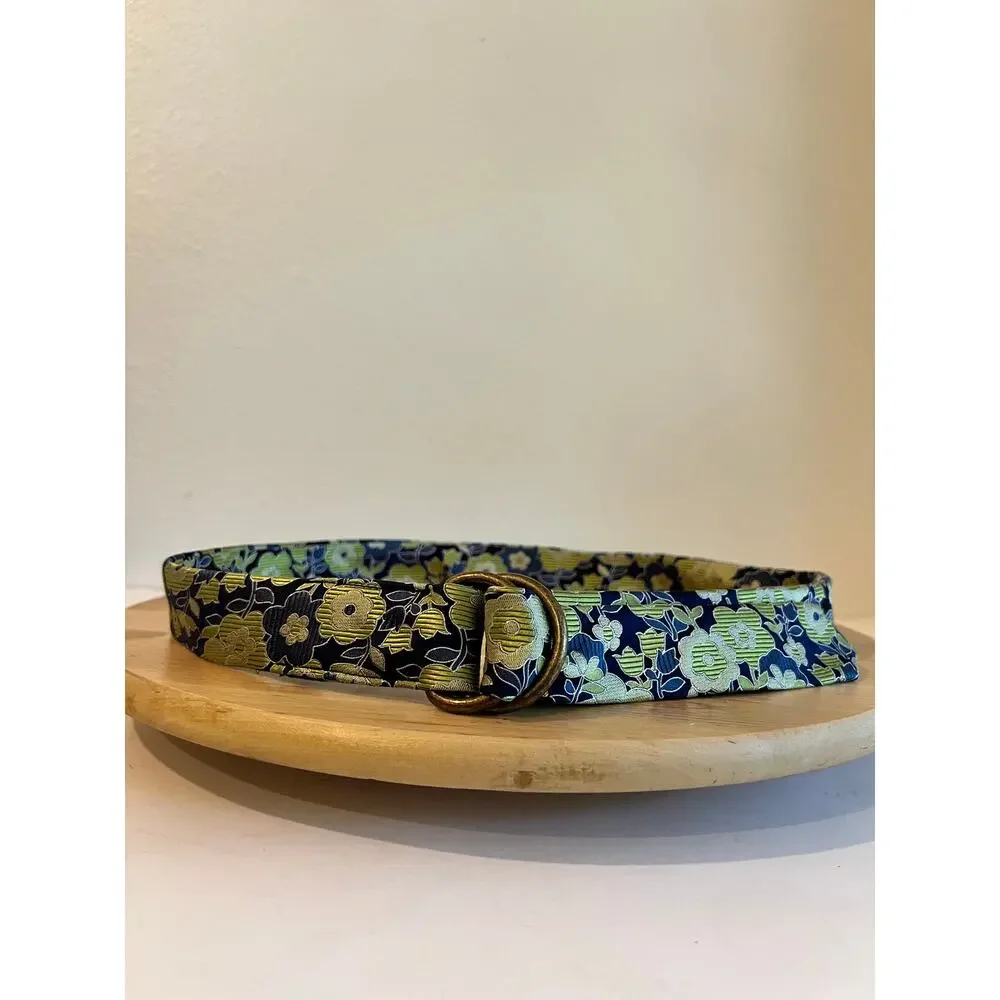 J.Crew 100% Silk Blue Green Floral Wrap Belt Size Small Medium